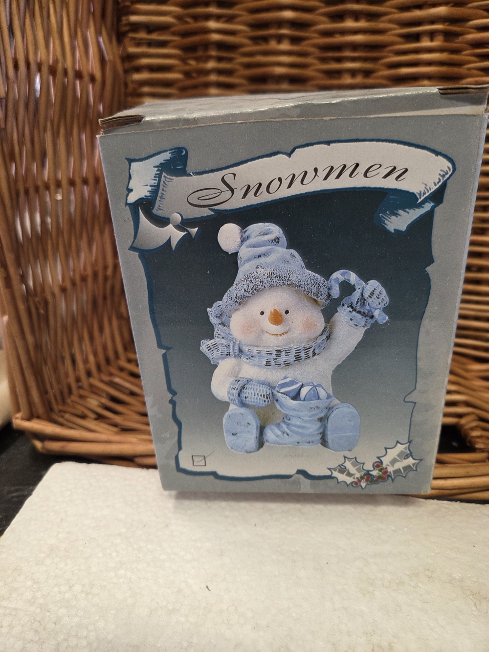 Snowmen Blue Ceramic Snowman Figurine - Decorative Winter Accent